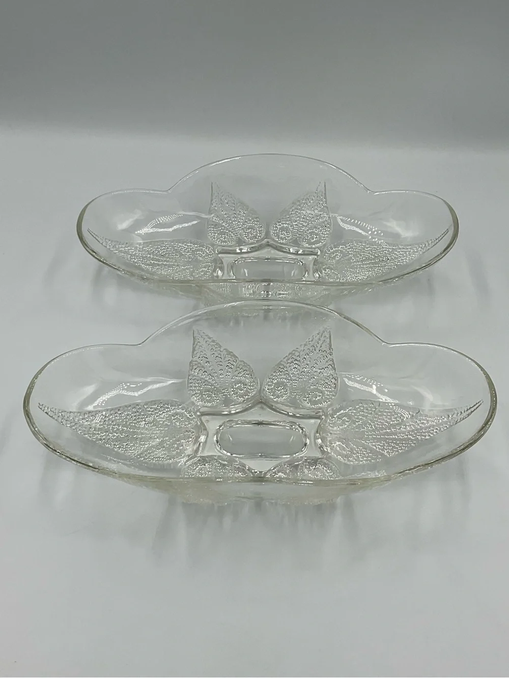 Vintage Anchor Hocking “Renaissance” Clear Relish Dishes Set of 2